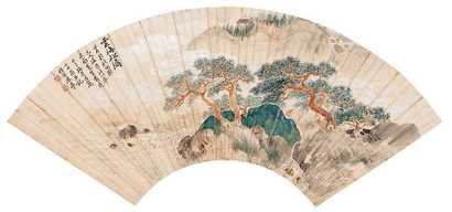 吕万 山水 扇面